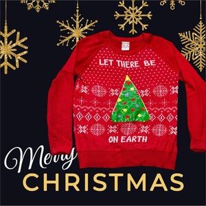 UGLY CHRISTMAS SWEATER “LET THERE BE PIZZA ON EARTH “ Size Small